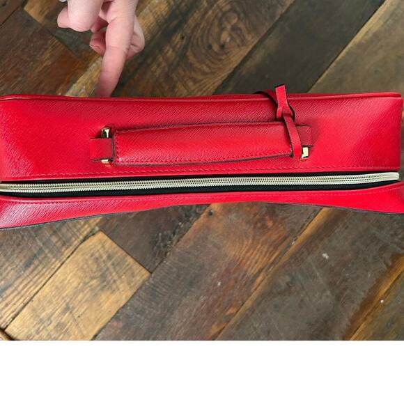 Estée Lauder Red Embossed Leather Cosmetic Travel Bag Playing Card Suit Design - Picture 5 of 8